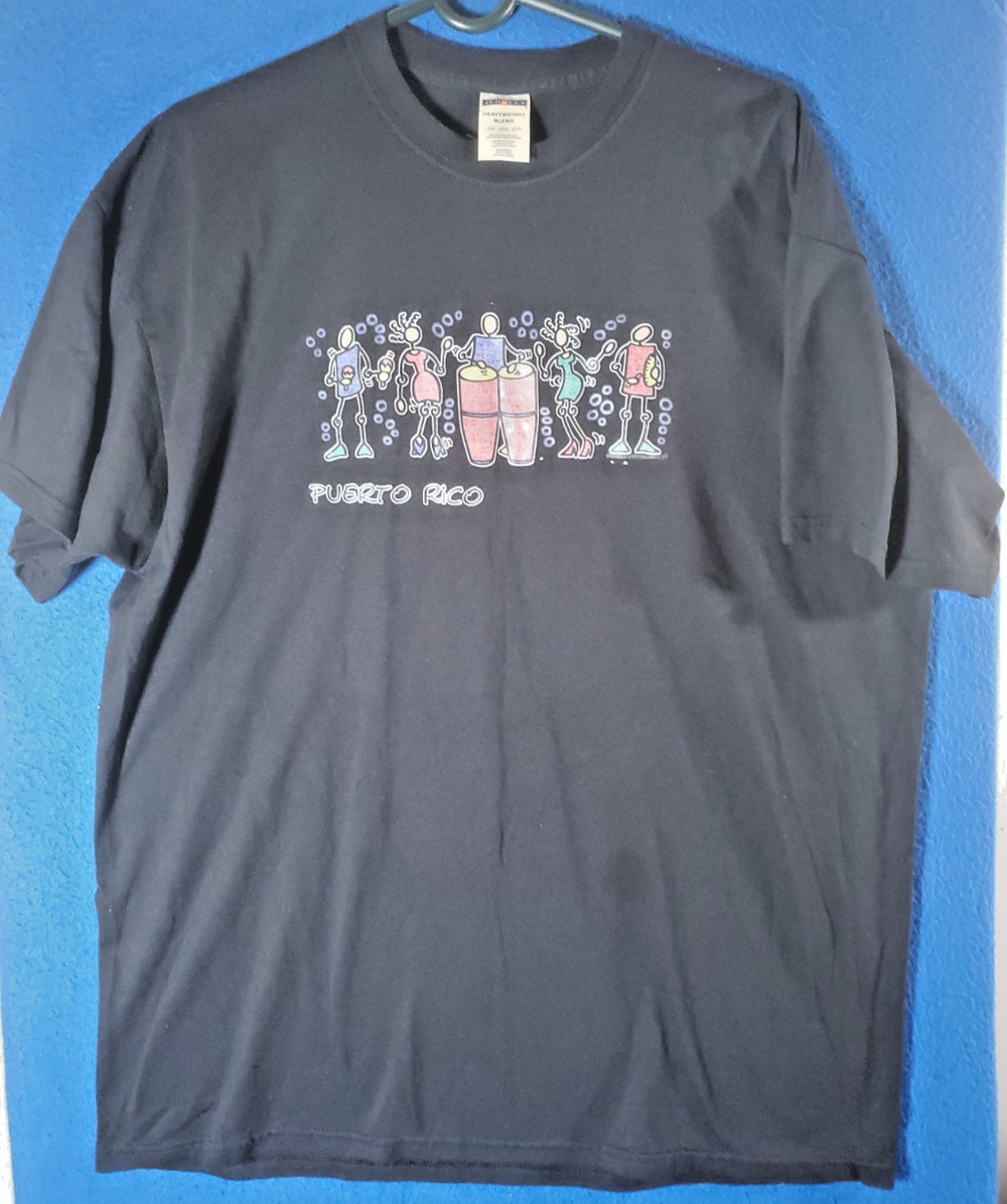Vintage Jerzees Puerto Rico Graphic T Shirt Heavyweight Gray Mens size 2XL
